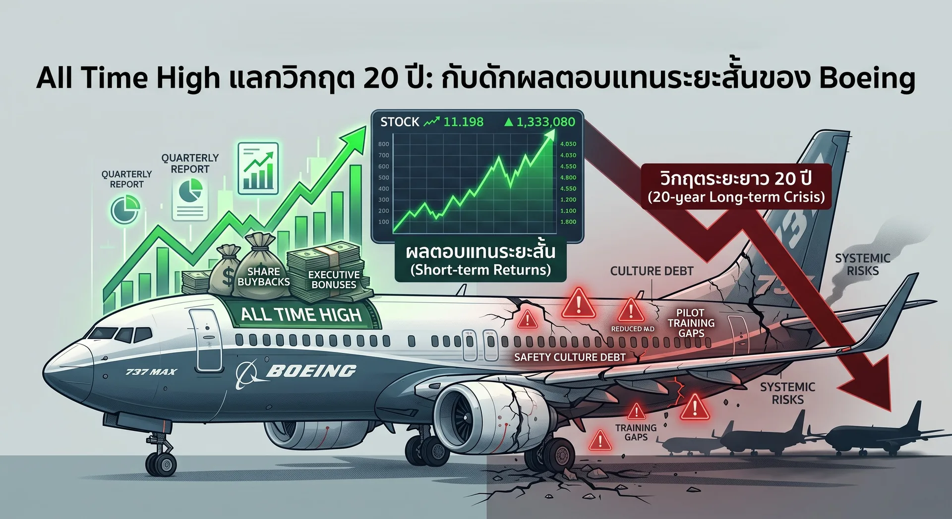All Time High แลกวิกฤต 20 ปี: กับดักผลตอบแทนระยะสั้นของ Boeing