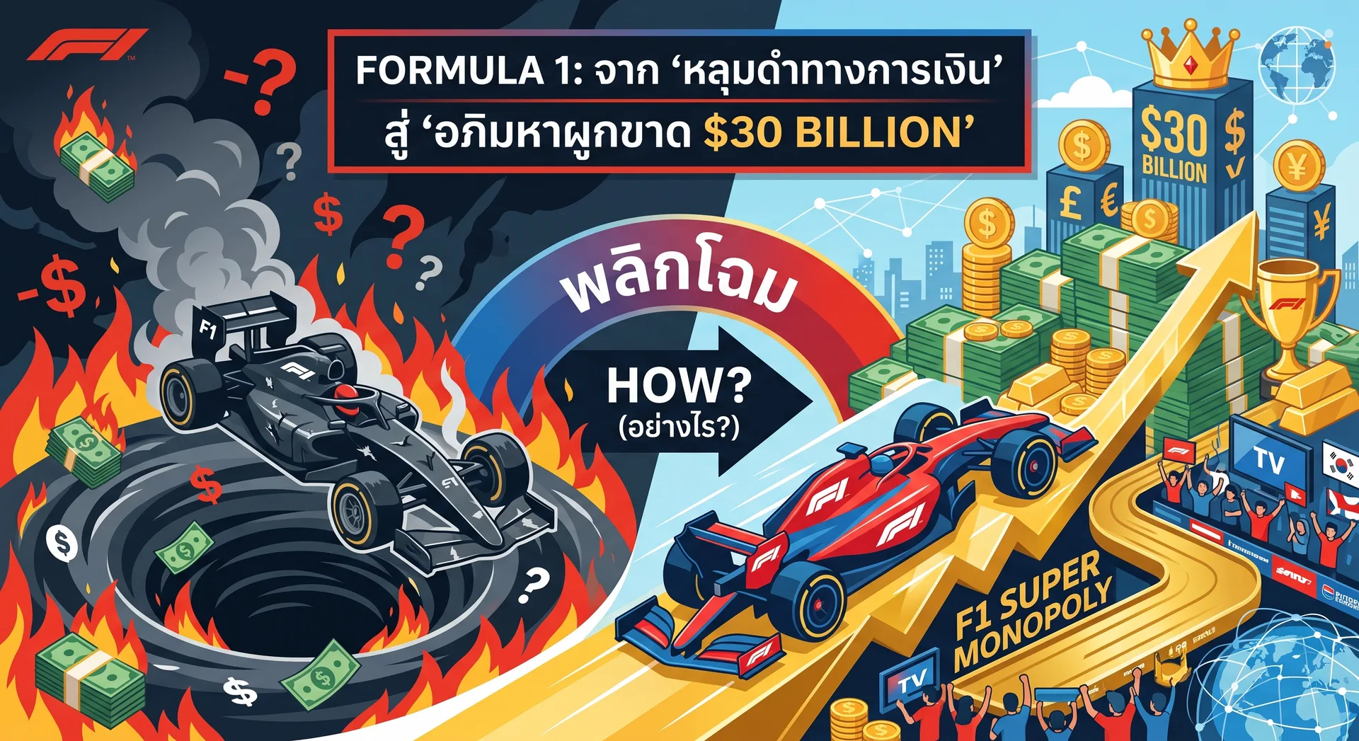 Formula 1 พลิกจาก "หลุมดำทางการเงิน" สู่ "อภิมหาผูกขาด 3 หมื่นล้านเหรียญ" ได้อย่างไร?