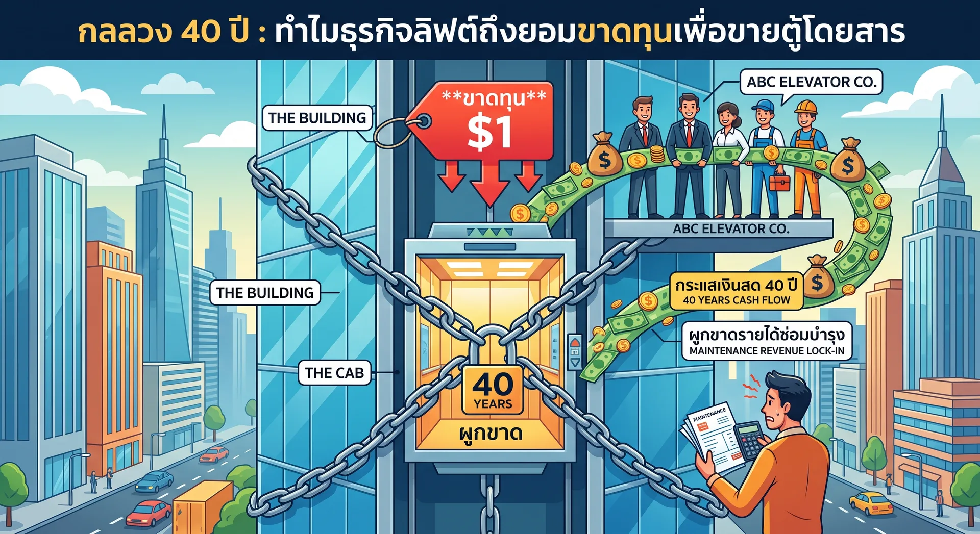 กลลวง 40 ปี : ทำไมธุรกิจลิฟต์ถึงยอมขาดทุนเพื่อขายตู้โดยสาร