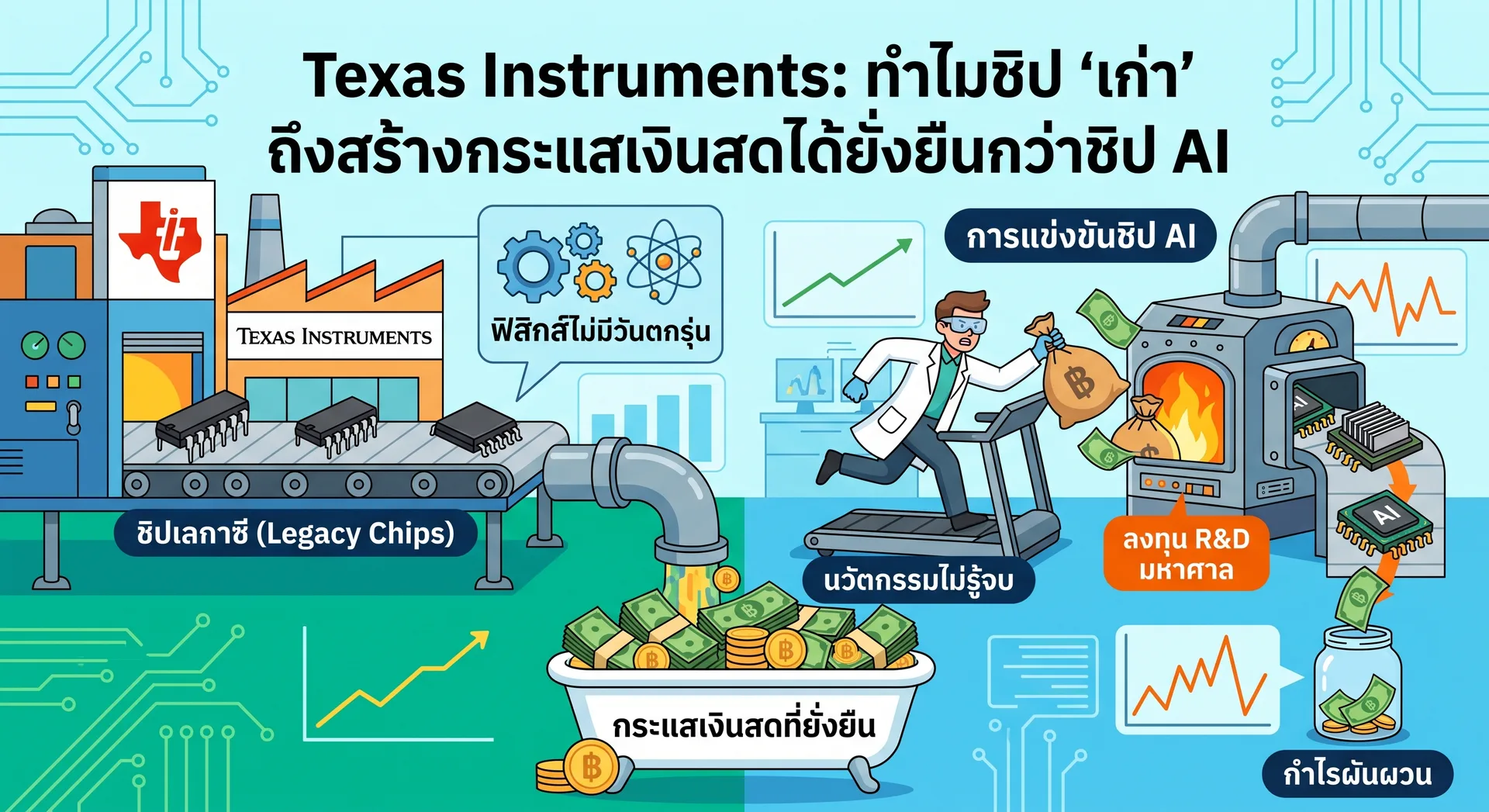Texas Instruments: ทำไมชิปจาก 20 ปีก่อน ถึงผลิตเงินสดได้ยั่งยืนกว่าชิป AI