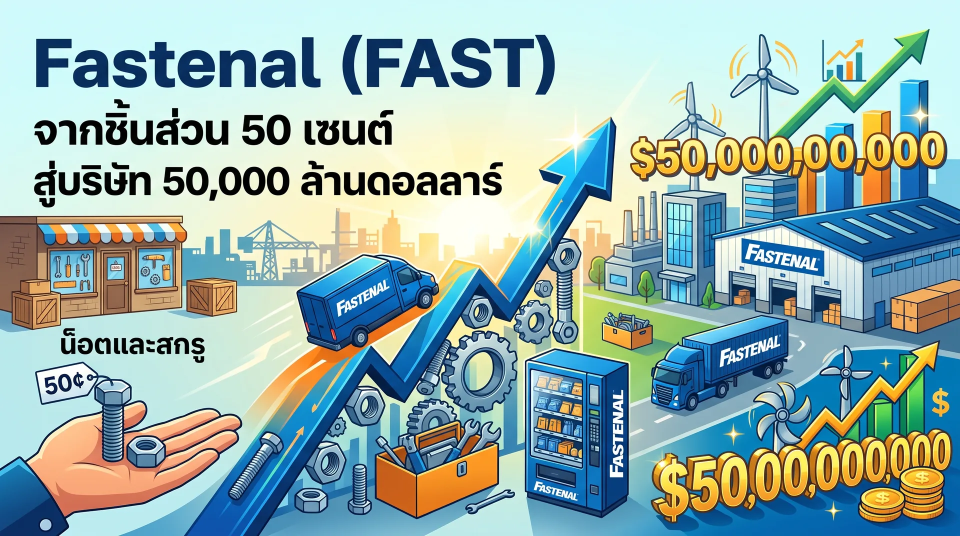 Fastenal (FAST): แค่ธุรกิจขายน็อต จากชิ้นส่วนราคา 50 เซนต์ สู่บริษัท 50,000 ล้านดอลลาร์